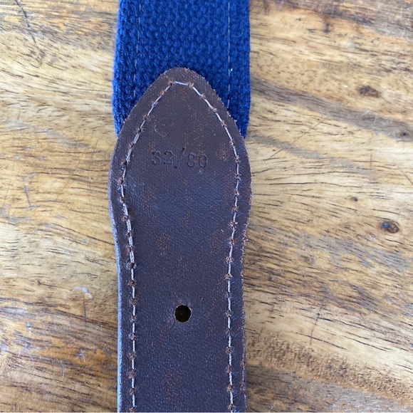 The Belted Cow Nautical Knots Leather Tab Belt Yellow Navy Mens Size 32, 34 men - Picture 9 of 10